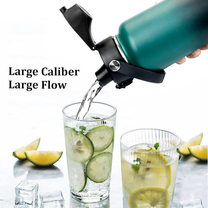 Water Bottle Insulated 32oz 40oz 64oz 128oz Straw Lid Spout Lid & 3 Lids - Image 6