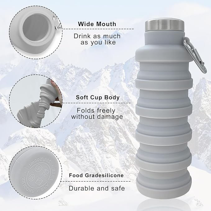 YCT Collapsible Water Bottle 17oz（500ml），Travel Portable Sport Water - Image 4