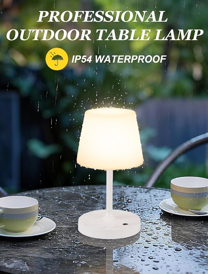 Kakanuo White Cordless Shower Lamp Waterproof, Rechargeable Table Lamp - Image 5