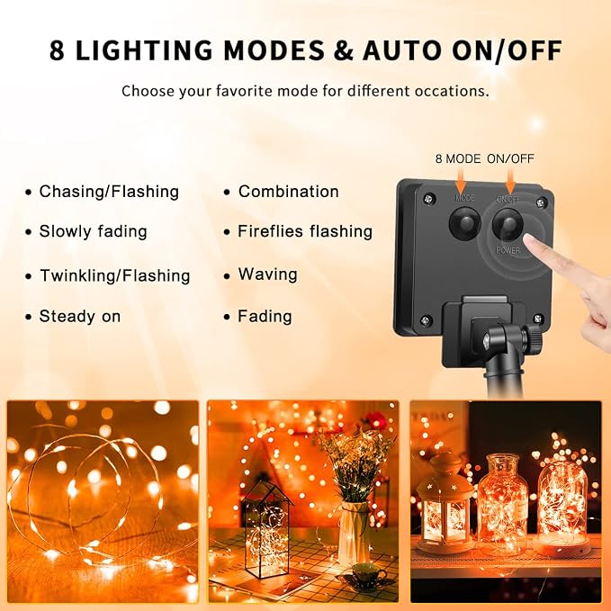 JMEXSUSS 4 Pack Solar Halloween Lights, Total 400 LED 132 FT Orange Solar - Image 9
