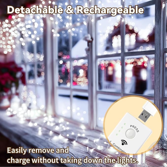 HXWEIYE Rechargeable Fairy Lights Battery Operated, DIY Timer & 8 Modes - Image 5