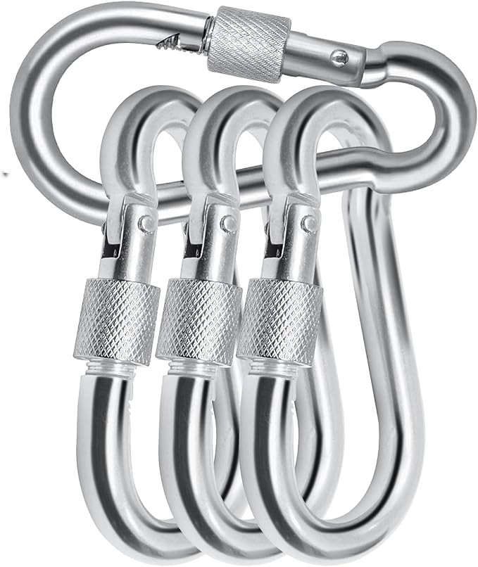 Locking Carabiner Clips, Stainless Steel Spring Snap Hook Locking Carabiner by Acquwistach