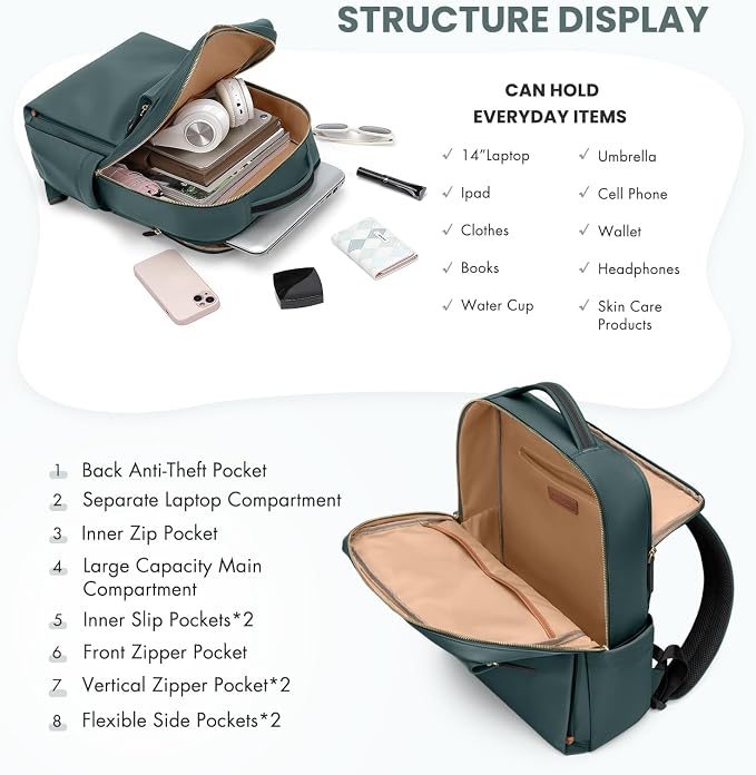 Laptop Backpack for Women, Work Business Traval Computer Backpacks - Image 3