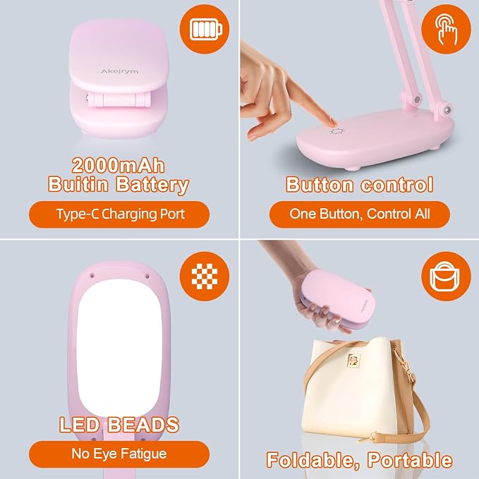 Akejrym LED Desk Lamp for Office Home & Battery Operated Lamp Rechargeable Lamp - Image 6