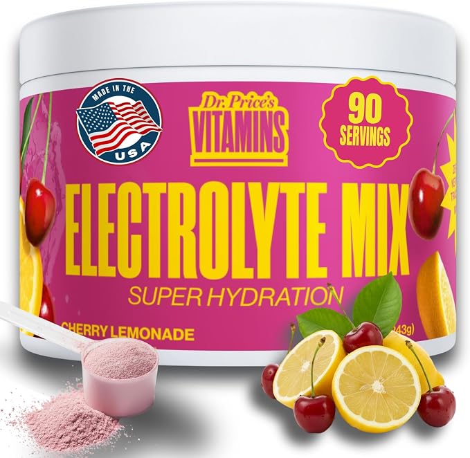 Dr. Price’s Electrolytes Powder Bulk – Cherry Lemonade, 90 Servings | Sugar by DrPricesVitamins