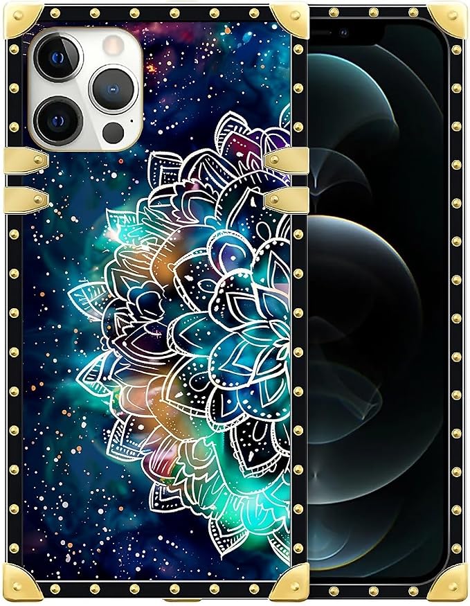 Compatible with iPhone 12 Case, Starry Sky Colourful Mandala Luxury Golden by Unknown