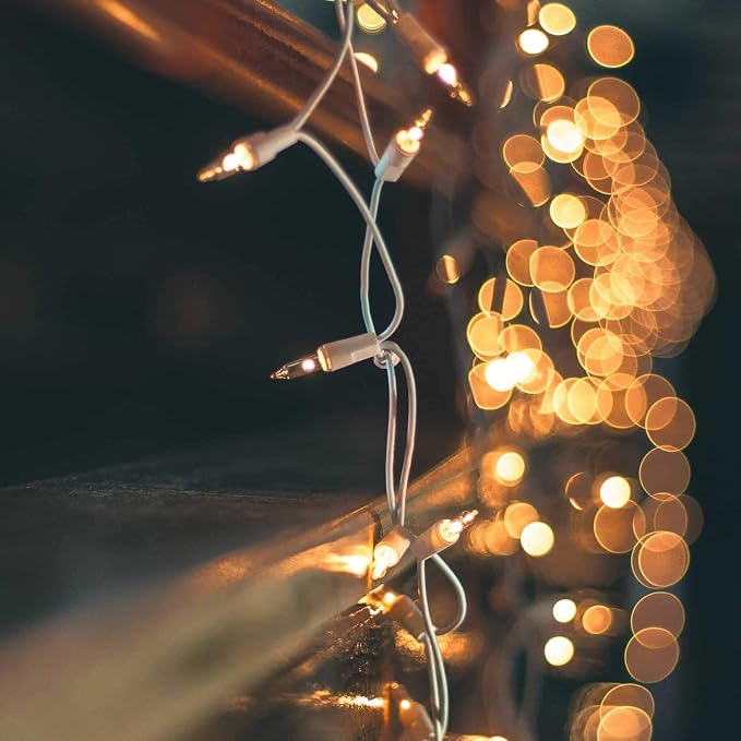 2 Pack 50 Count Christmas String Lights Clear Warm White Mini Lights Plug - Image 7
