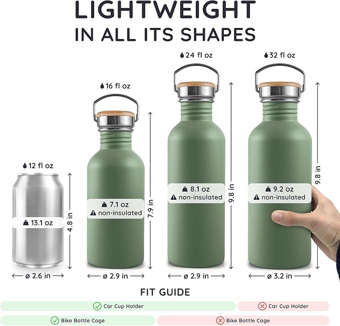 Bambaw 24 oz Stainless Steel Water Bottle, Dishwasher Safe, Non Insulated - Image 5