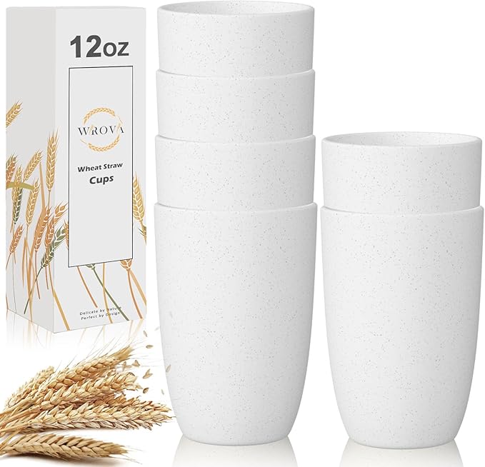 Wrova Wheat Straw Cups Set of 6 Good Alternative to Plastic Cups Reusable 12 oz by WROVA