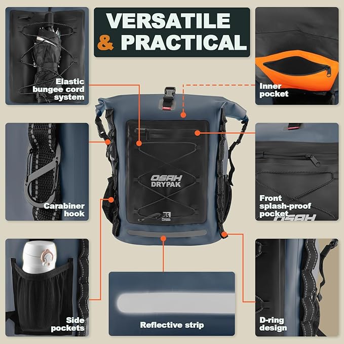 OSAH DRYPAK Waterproof Backpack Dry Bag 35L/55L/85L – Heavy Duty Roll-Top - Image 3