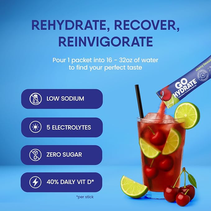 GoHydrate Low Sodium Electrolytes Powder Packets Sugar Free - Image 2