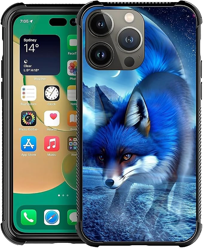 for iPhone 13 Pro Case, Snowy Mountain Fox Lake Pattern Graphic Design Girl Boy by FKBRCL4U