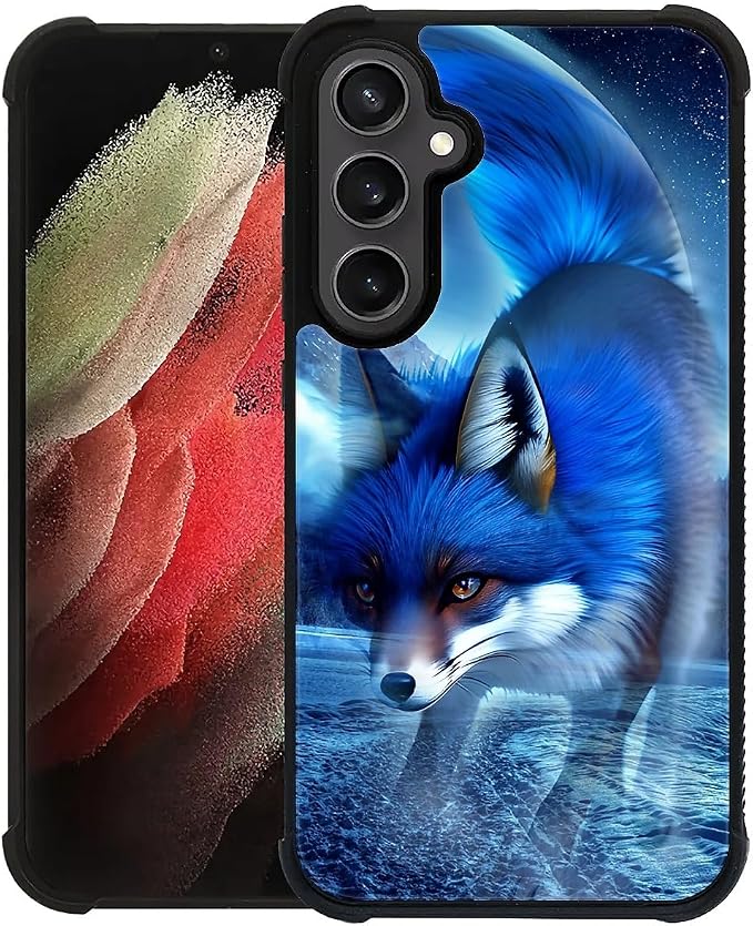 for Samsung Galaxy S23 FE Case, Snowy Mountain Fox Lake Pattern Graphic Design by FKBRCL4U