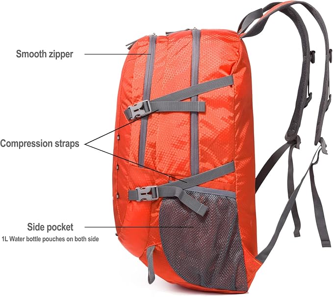 Lightweight Foldable Hiking Backpack 40L, Ripstop Nylon Packable Travel Daypack - Image 7