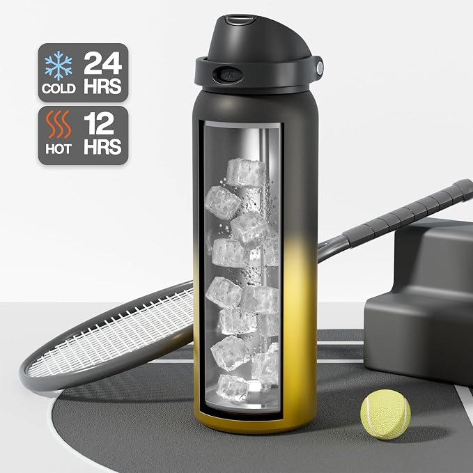 POWCAN 40 oz Insulated Water Bottle: 2-in-1 Push-Button Spout & Quick-Flip - Image 3