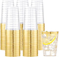 I00000 100PCS Gold Plastic Cups, 10 oz Clear Plastic Cups by I00000