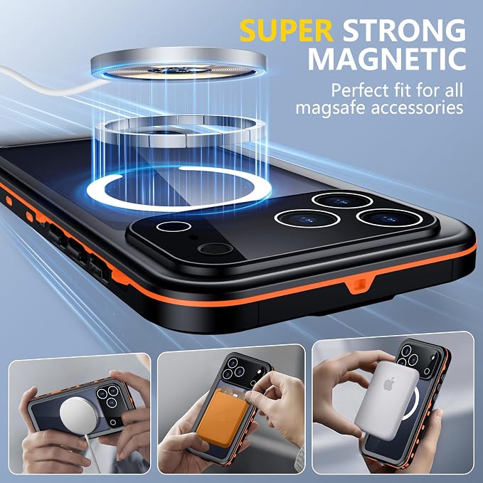 Red2Fire for iPhone 17 Pro Case Waterproof, Phone Case 6.3" Orange/Clear - Image 4