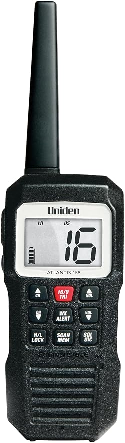 Uniden Atlantis 155 Handheld Two-Way VHF Marine Radio, Floating IPX8 by Uniden