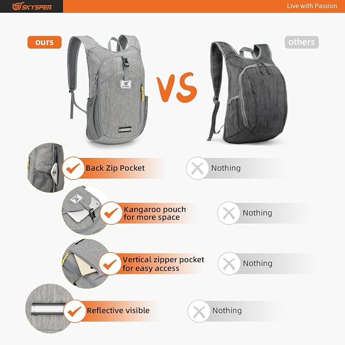 SKYSPER 10L Hiking Backpack Small Hiking Daypack Packable Lightweight Travel - Image 5