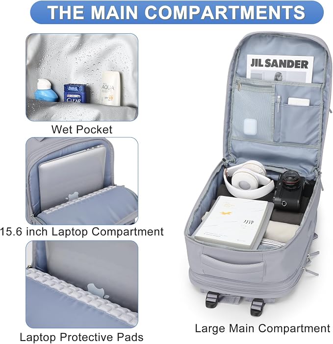 coofay Expandable Backpack For Traveling On Airplane Carry On Backpack Flight - Image 6
