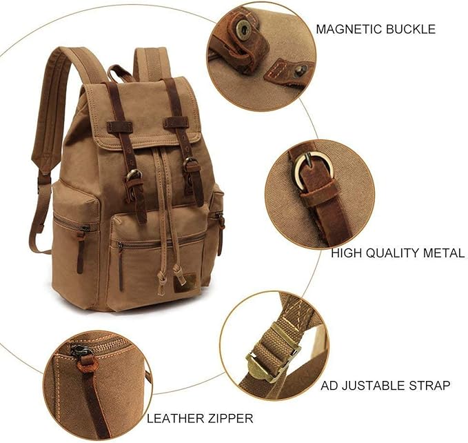 AUGUR High Capacity Canvas Vintage Backpack - Image 3