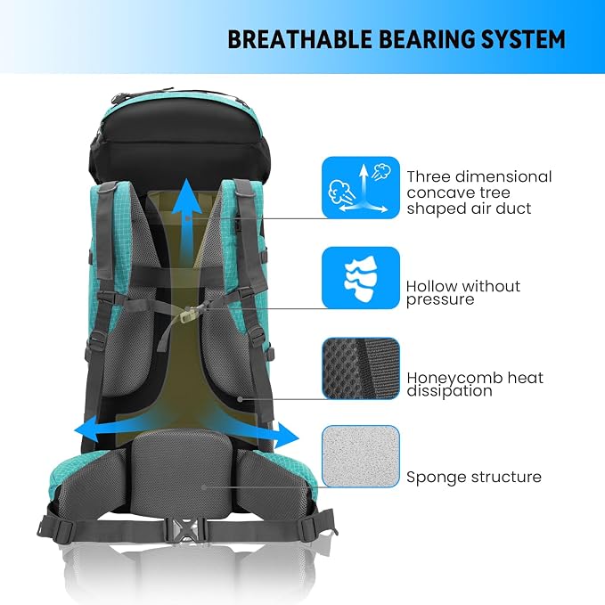Bseash 80L Waterproof Hiking Camping Backpack - Image 4