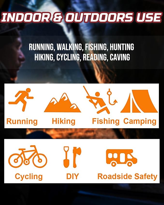 Lichamp Camping Headlamp Flashlight 8 Pack, Outdoor Super Bright COB Head Lamp - Image 6
