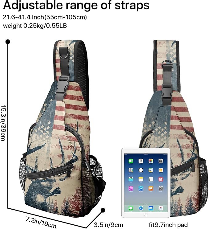 FyLybois Deer Sling Bag for Women Lightweight Crossbody Backpack Casual Daypack - Image 5