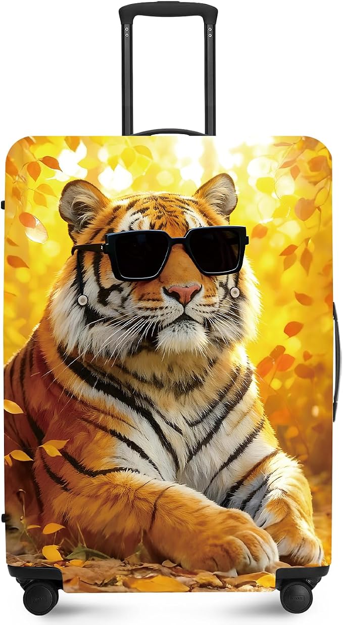ANNA QUEEN Funny Cool Tiger Travel Luggage Cover -Stretchable Airplane Suitcase by ANNAQUEEN
