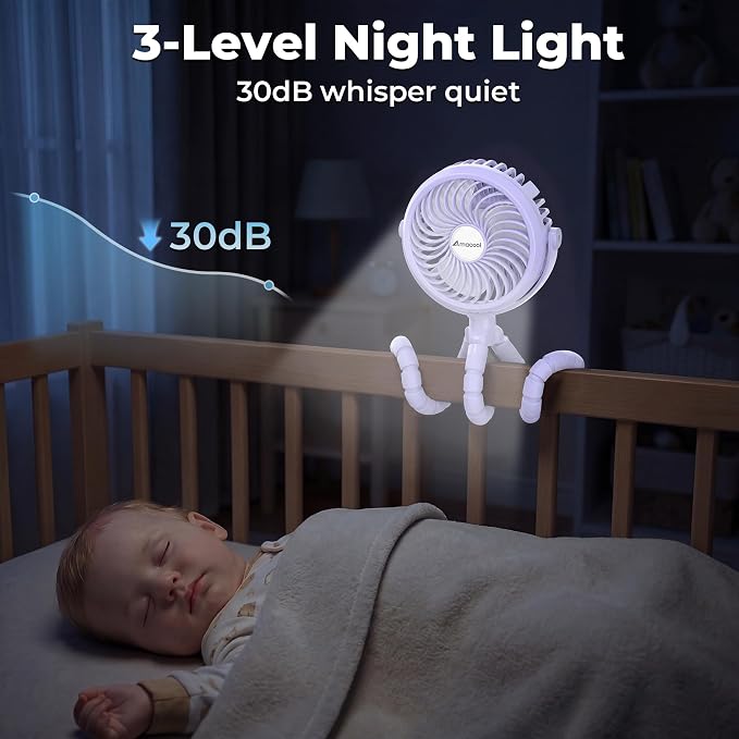 AMACOOL Battery Operated Stroller Fan, Baby Travel Essentials - Image 6