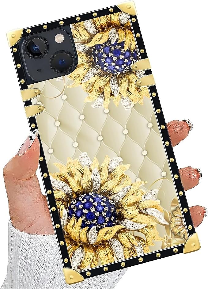 Compatible with iPhone 14 Case, Sunflower Diamonds Leather Luxury Golden - Image 5