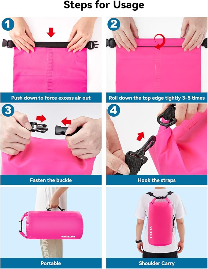 HEETA Waterproof Dry Bag for Women Men, 5L/10L/20L/30L/40L Roll Top Lightweight - Image 4