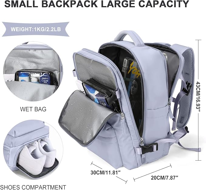 WONHOX Large Travel Backpack Carry on Flight Approved Laptop Work Business - Image 2