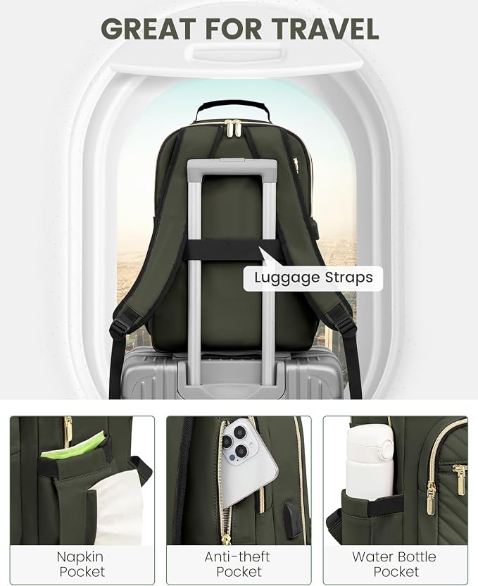 LOVEVOOK Laptop Backpack Purse for Women, Work Business Travel Computer Bags - Image 4