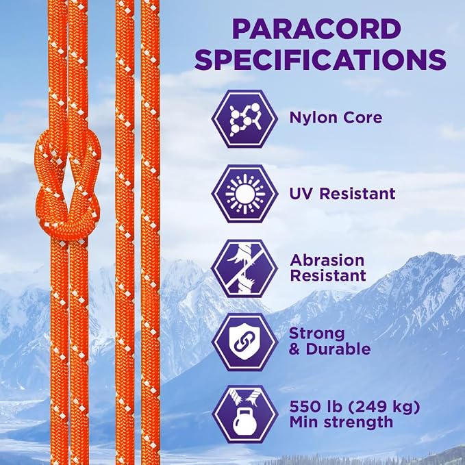 TECEUM Reflective Paracord Rope 1000 – 1000ft/200ft/100ft/50ft – 40+ Colors – - Image 4