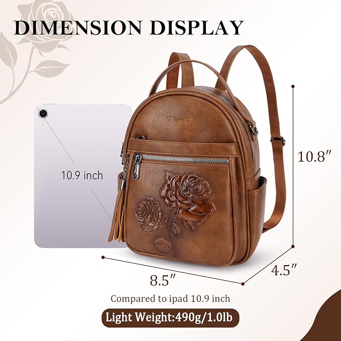 Mini Backpack Purse for Women, Embossed Leather Small Backpack Fashion Travel - Image 3