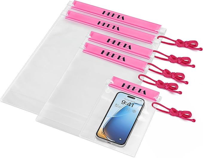 HEETA 5-Pack Clear Waterproof Dry Bag Pouch, Water Tight Cases Dry Bags by HEETA