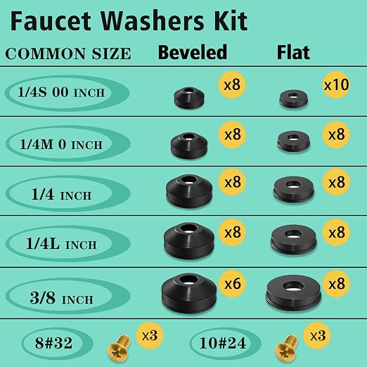 XBVV 32 Size 258 Pcs Faucet and Plumbing Rubber Washers Assortment Kit - Image 6