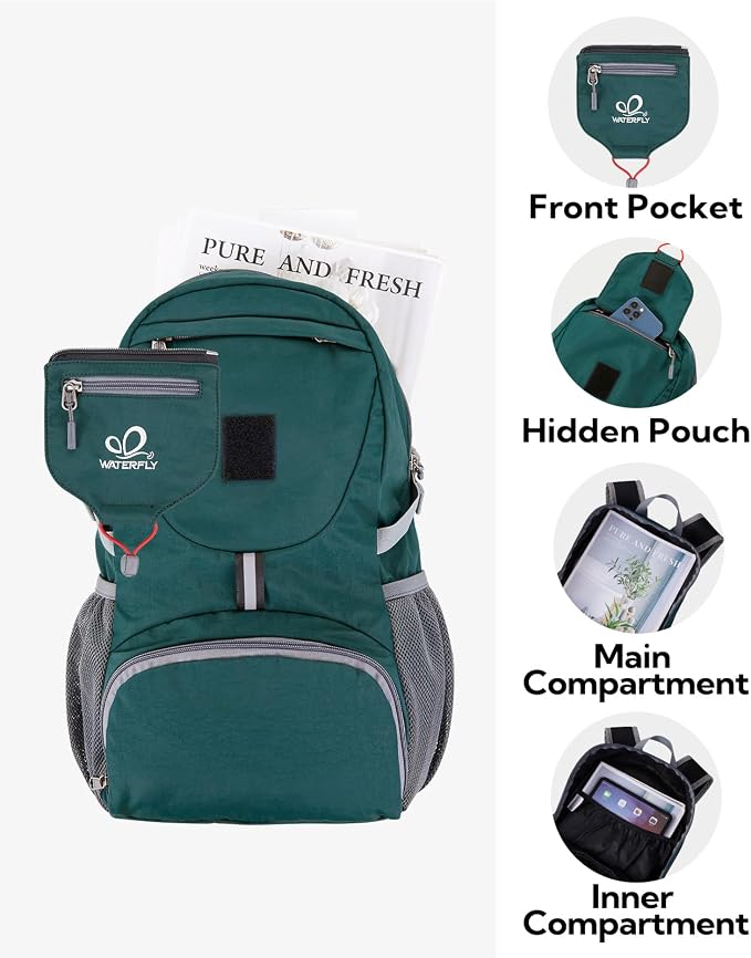 WATERFLY Small Lightweight Packable Backpack: 20l Ultra Light Foldable Travel - Image 5