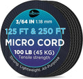 TECEUM Micro Paracord – 1.18 mm X 125 ft – Micro Utility Cord – Thin Braided by TECEUM
