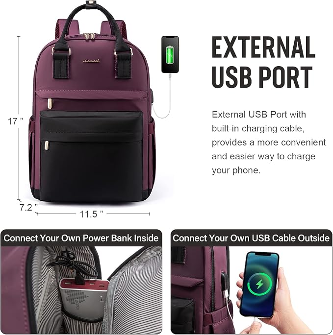 LOVEVOOK Laptop Backpack for Women 15.6 Inch Laptop Bag - Image 5