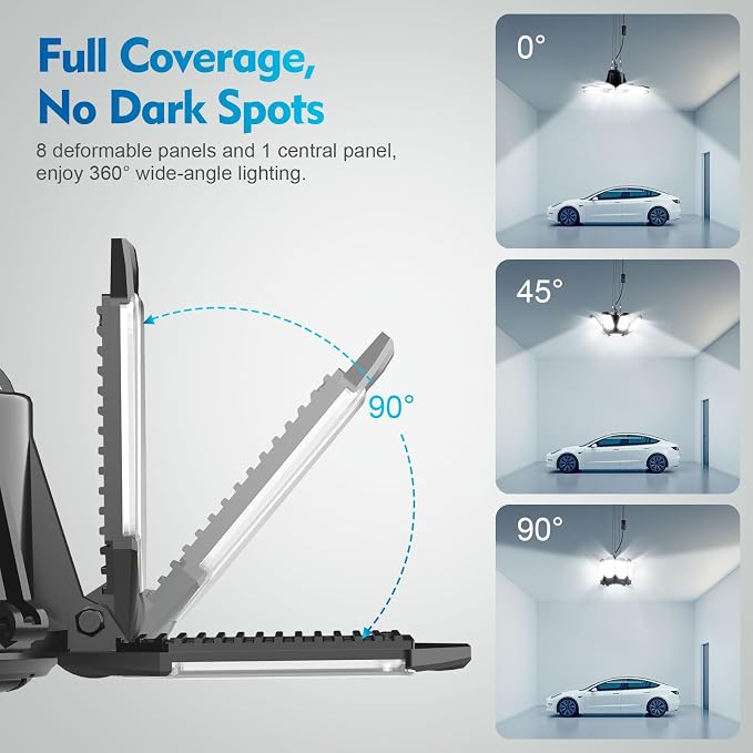 TANBABY 2 Pack LED Garage Lights, 250W Deformable Garage Light, Total 50000LM - Image 5