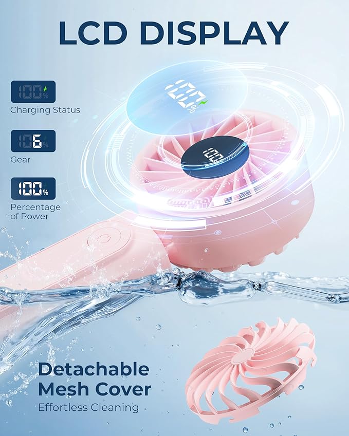 Peiyuu Handheld Portable Fan, 4000mAh USB Rechargeable Personal Fan, 180° - Image 5