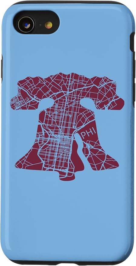 Philadelphia Street Map Liberty Bell Vintage Maroon Philly Case by Unknown