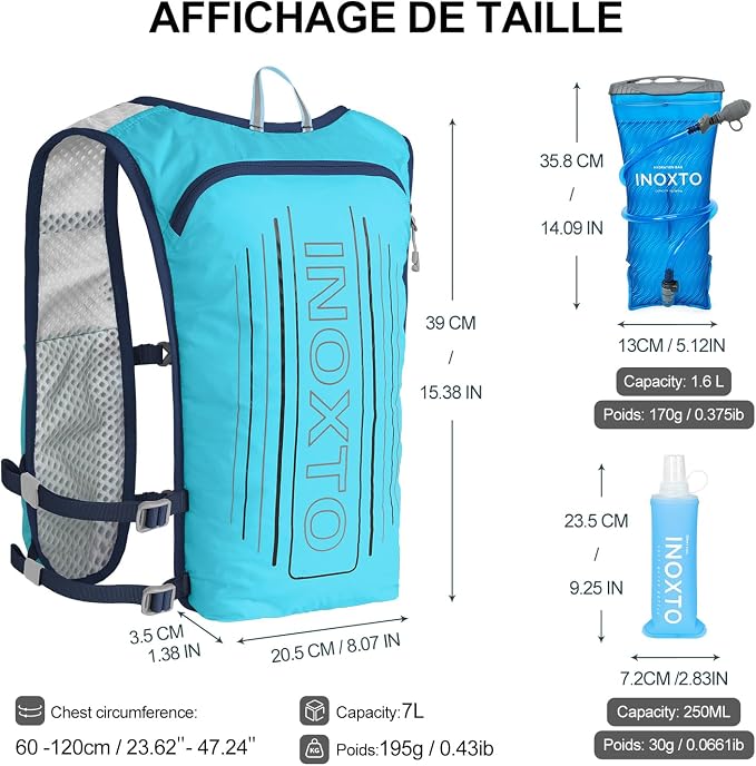 INOXTO Running Hydration Vest Backpack, Lightweight Insulated Pack - Image 4