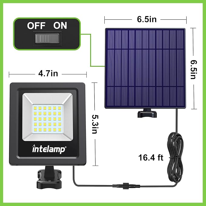 intelamp 4400mAh Solar Flood Lights, 2 Pack Outdoor Solar Security Light Dusk - Image 3