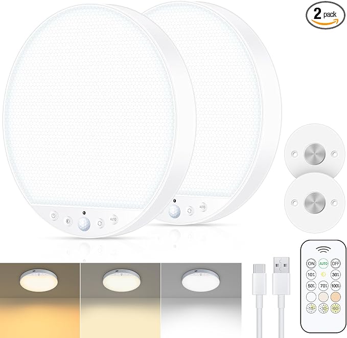 Rechargeable 6W Motion Sensor Ceiling Light Indoor, No Wiring & Magnetic by ShunFSC