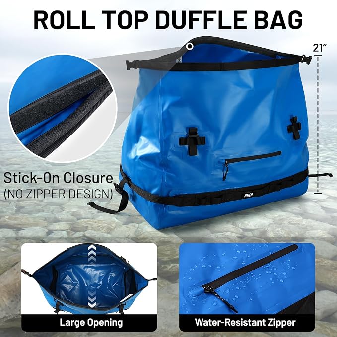 MIER Waterproof Duffel Bag Motorcycle Dry Bag Backpack Large Roll-Top Heavy - Image 4