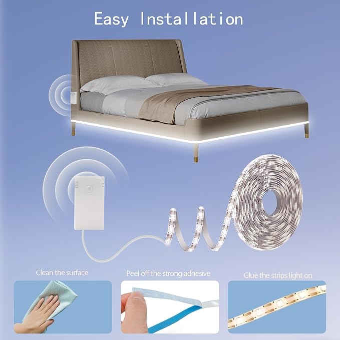 echosari Battery Operated Motion Sensor Cabinet Strip Lights, 9.8Ft 90 LED - Image 7