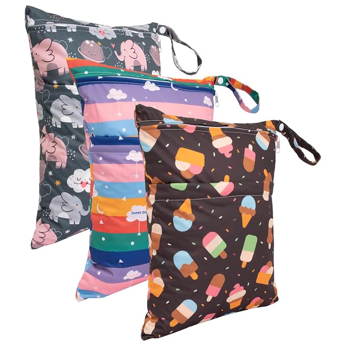 babygoal Wet Dry Bags 3 Pack for Baby Cloth Diapers, Washable Travel Bags - Image 3